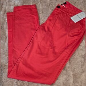 New W/ Tag MANGO Women's Basics Coral Pink Slim Trouser Pant Size 38 US 6